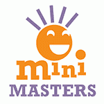 Minimasters logo smiling face with straight purple hair
