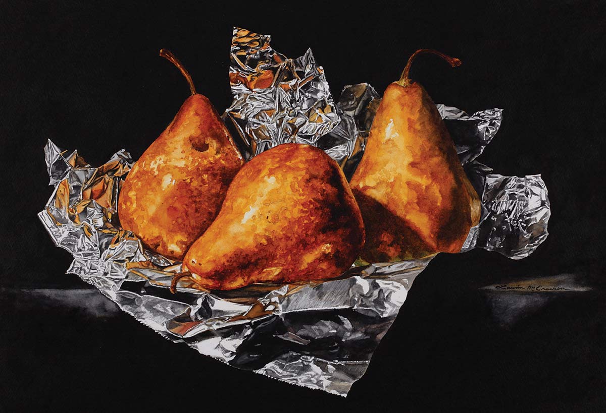 photo of Pears on Foil watercolor painting