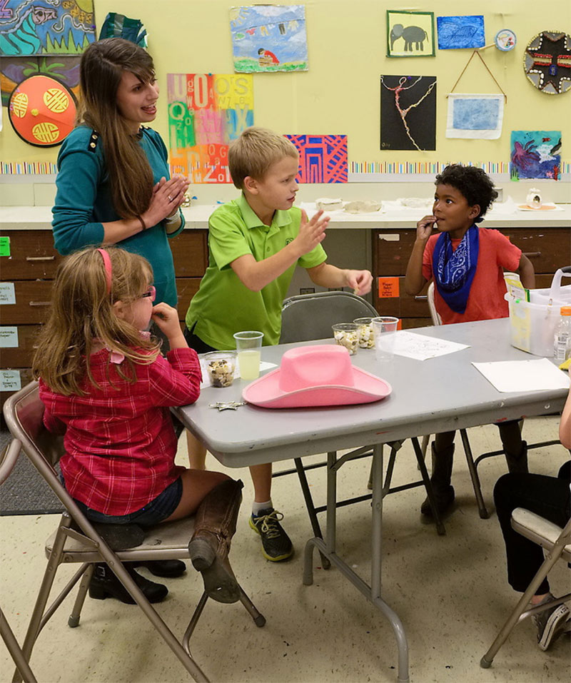 Emily McCauley teaching Art Zone