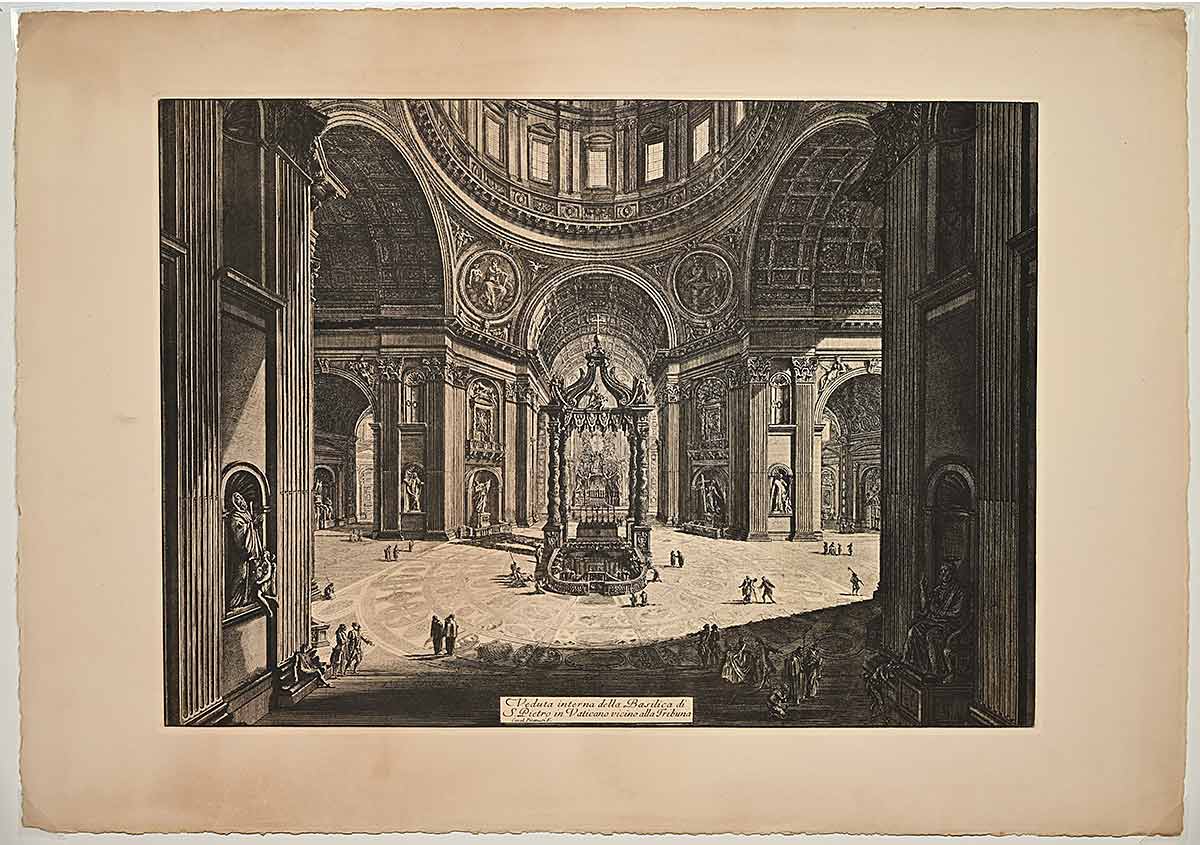 Print of Piranesi, the interior of the Basilica di S. Pietro in Vaicano